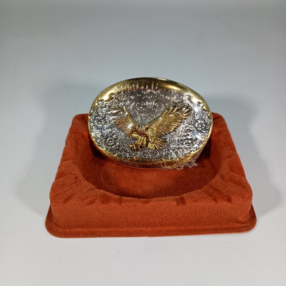 24K Gold Plated Patriotic American Eagle Vtg Award Design Medals Belt Buckle NEW